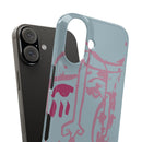 Abstract Line Face Slim Phone Case | Minimalist Portrait, Dusty Blue & Rose