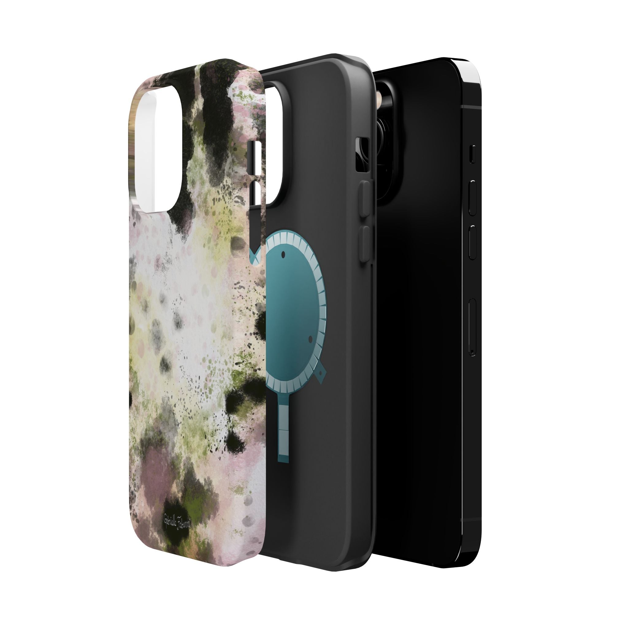 Watercolor Moss Phone Case — Impact‑Resistant Magnetic iPhone Cover