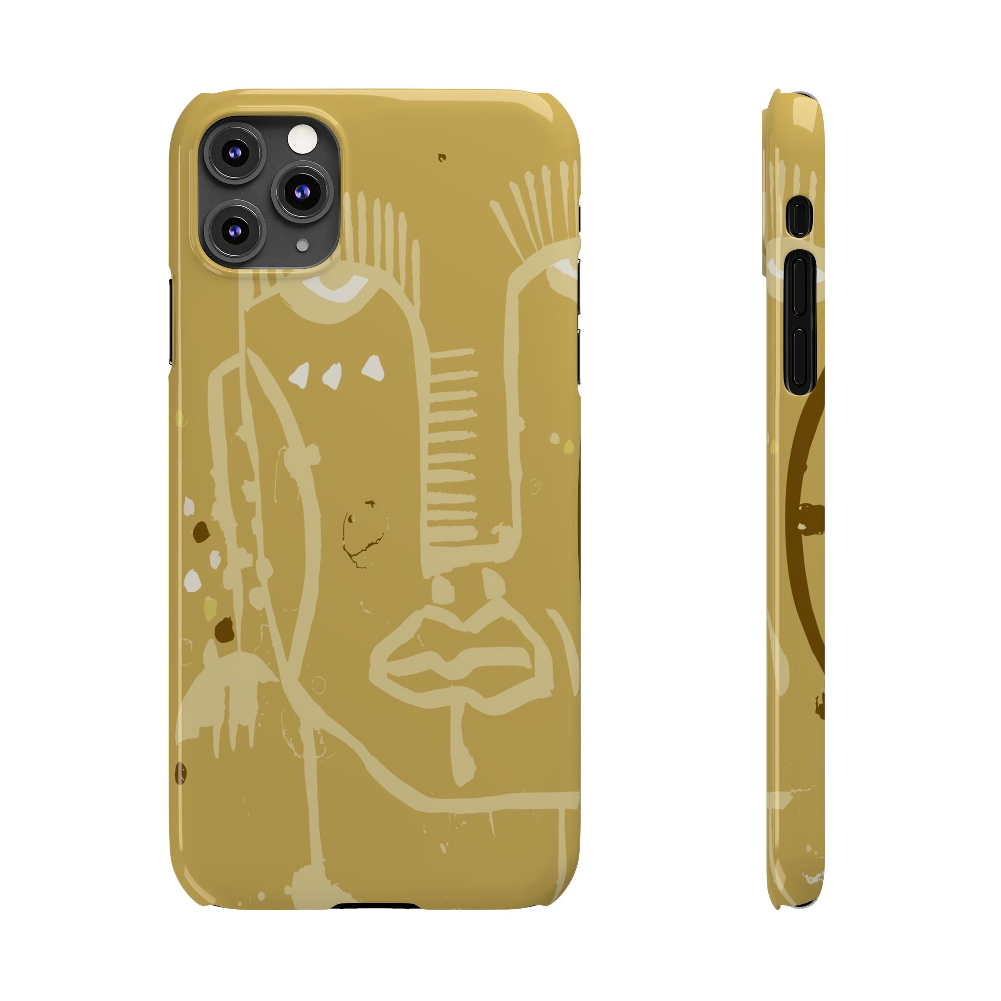Abstract Line Face Slim Phone Case | Minimalist Art, Mustard Yellow