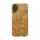 Abstract Face Line Art Slim Phone Case | Minimalist Brown Sketch