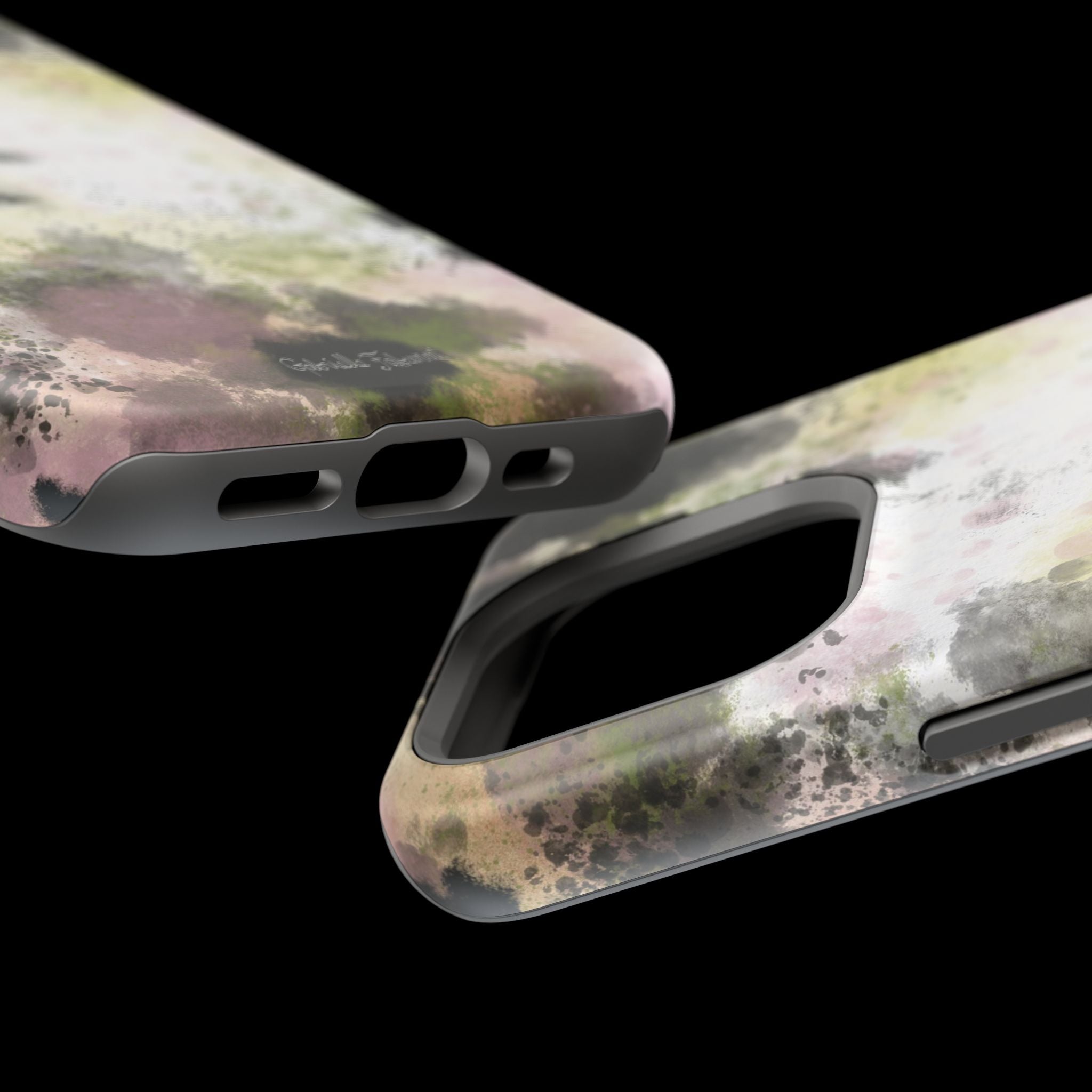 Watercolor Moss Phone Case — Impact‑Resistant Magnetic iPhone Cover