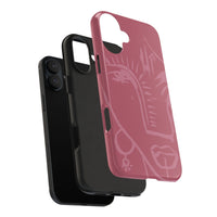 Abstract Line Face Tough Phone Case | Blush Pink Minimalist Art
