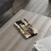 Watercolor Ink Splash Tough Phone Case — Abstract Olive, Blush & Charcoal Protective Cover