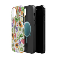 Tropical Fruit Magnetic Impact Phone Case — Watercolor Kiwi, Papaya & Watermelon