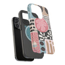 Abstract Floral Magnetic Phone Case — Impact-Resistant Protective Cover with Pink & Teal Collage Design