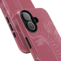 Abstract Line Face Tough Phone Case | Blush Pink Minimalist Art