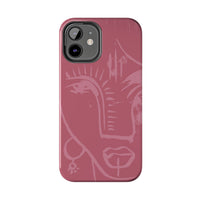 Abstract Line Face Tough Phone Case | Blush Pink Minimalist Art