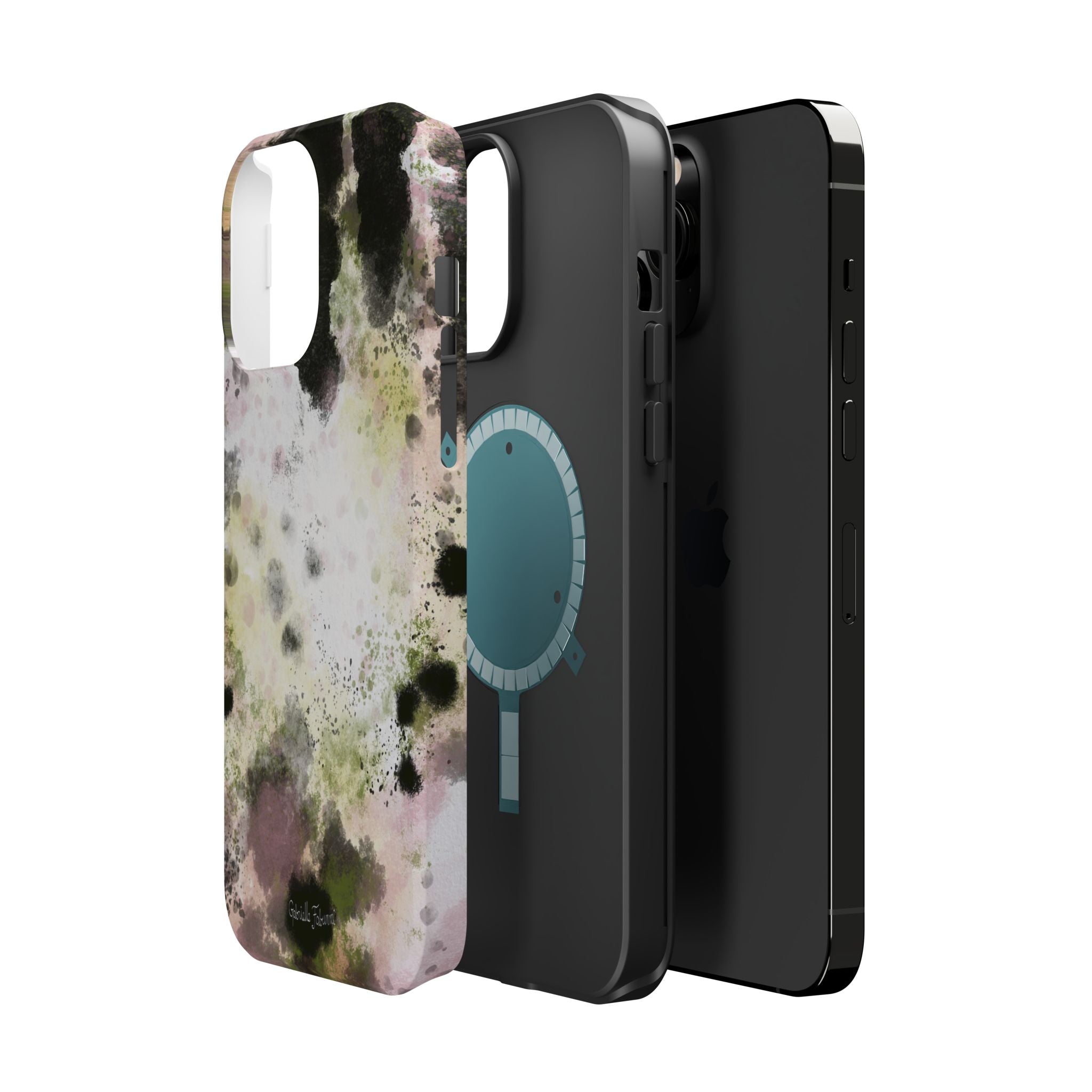 Watercolor Moss Phone Case — Impact‑Resistant Magnetic iPhone Cover