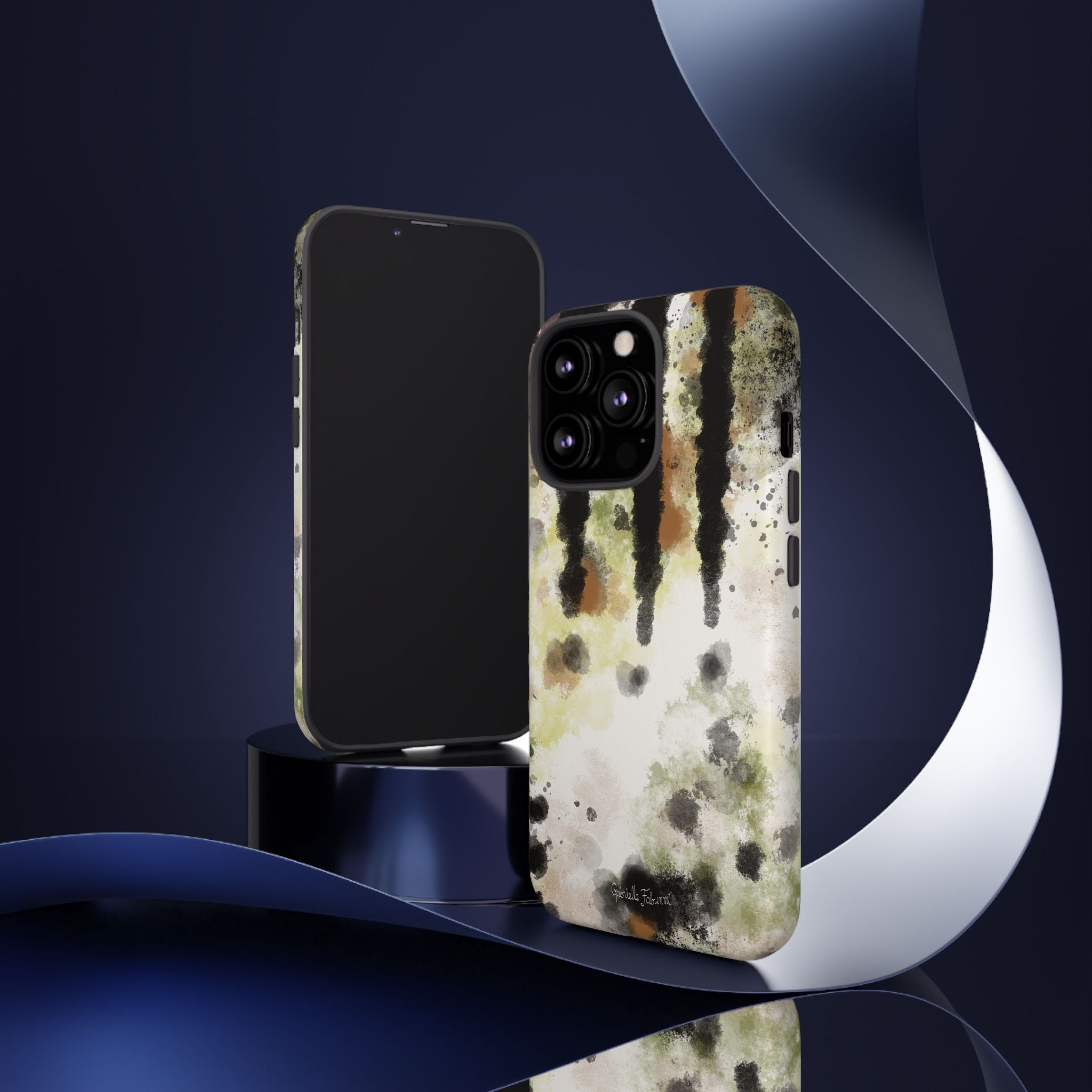 Abstract Camouflage Tough Phone Case — Watercolor Drip Design