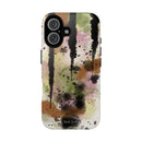 Watercolor Ink Splash Tough Phone Case — Abstract Olive, Blush & Charcoal Protective Cover