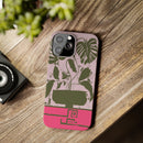 Slim Phone Case — Retro Monstera Plant Pink Green Botanical Design