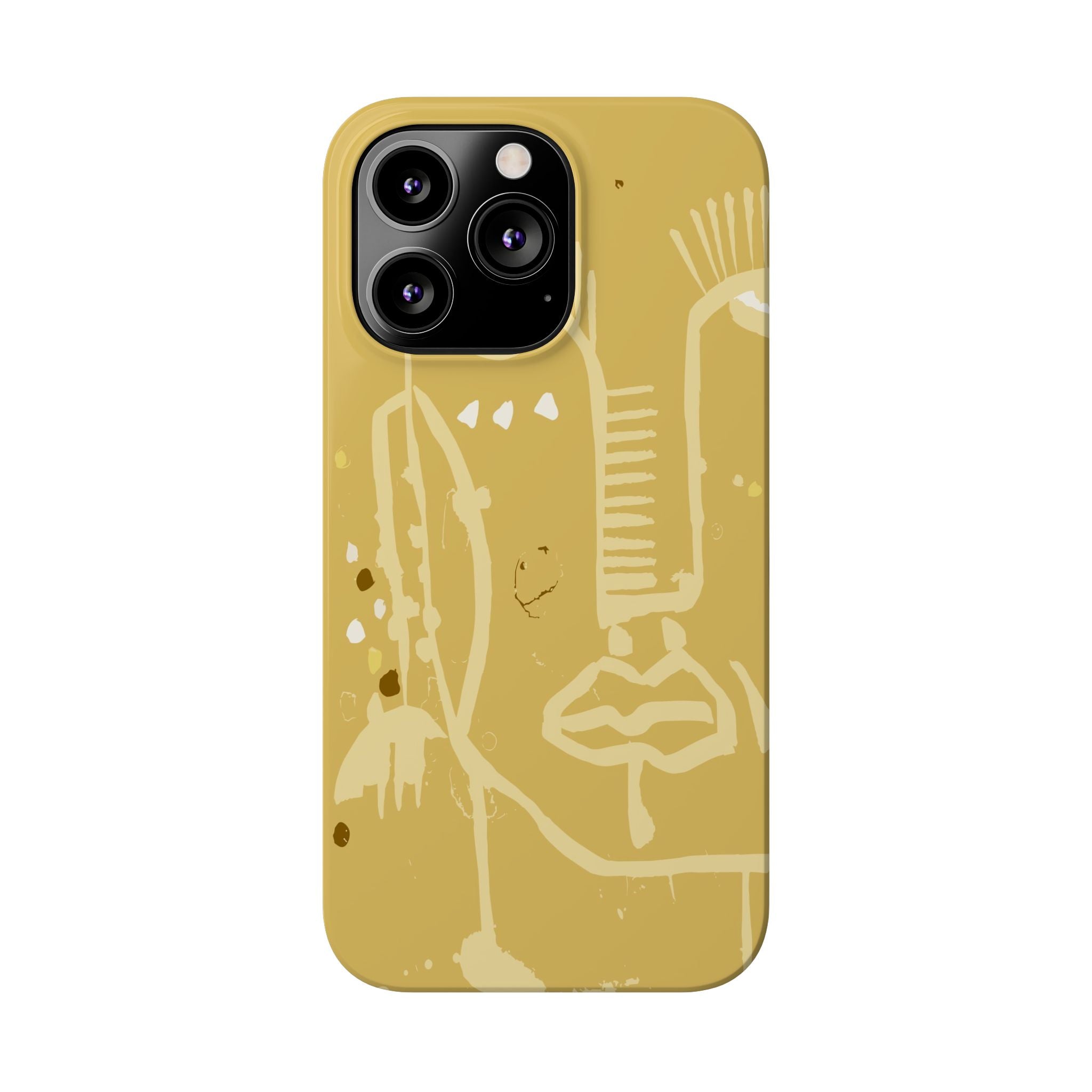 Abstract Line Face Slim Phone Case | Minimalist Art, Mustard Yellow