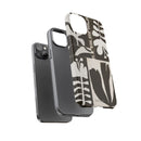 Floral Block Print Tough Phone Case — Black & White Botanical Protective Cover