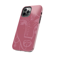 Abstract Line Face Tough Phone Case | Blush Pink Minimalist Art