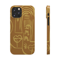Abstract Face Line Art Slim Phone Case | Minimalist Brown Sketch