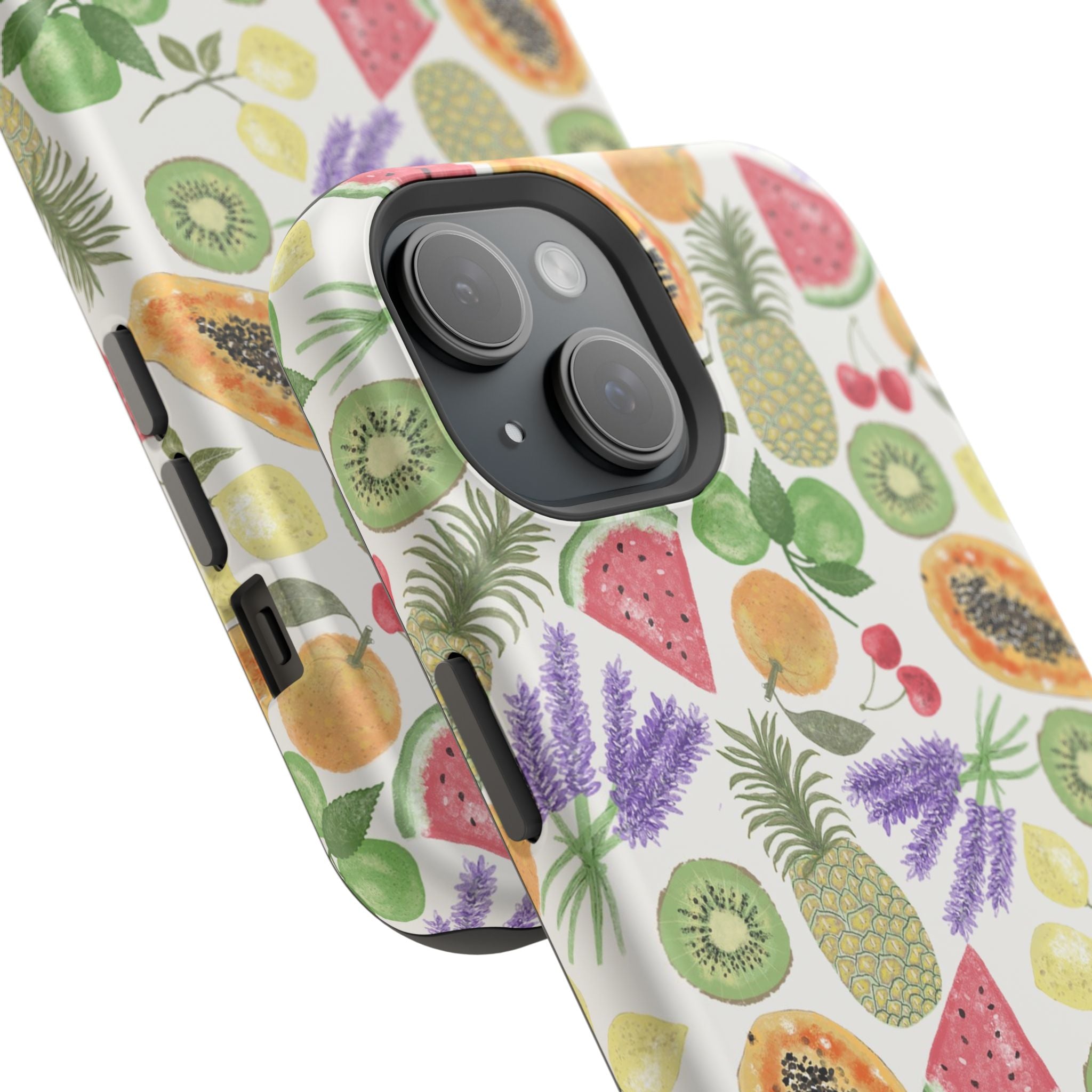 Tropical Fruit Magnetic Impact Phone Case — Watercolor Kiwi, Papaya & Watermelon