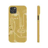 Abstract Line Face Slim Phone Case | Minimalist Art, Mustard Yellow