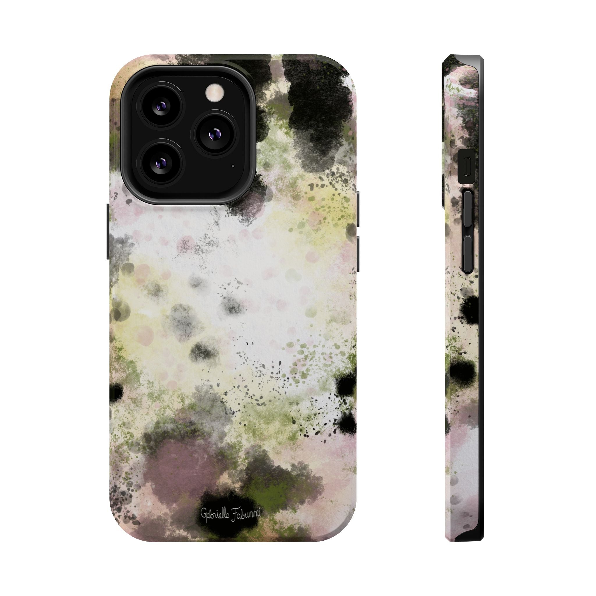 Watercolor Moss Phone Case — Impact‑Resistant Magnetic iPhone Cover