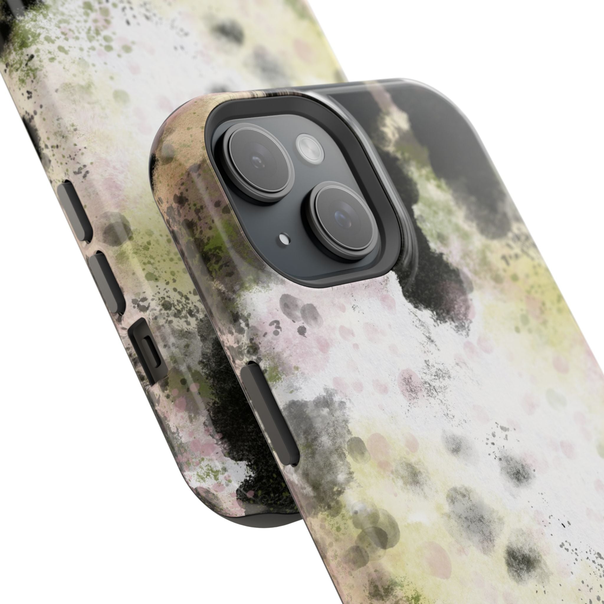 Watercolor Moss Phone Case — Impact‑Resistant Magnetic iPhone Cover