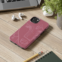 Abstract Line Face Tough Phone Case | Blush Pink Minimalist Art