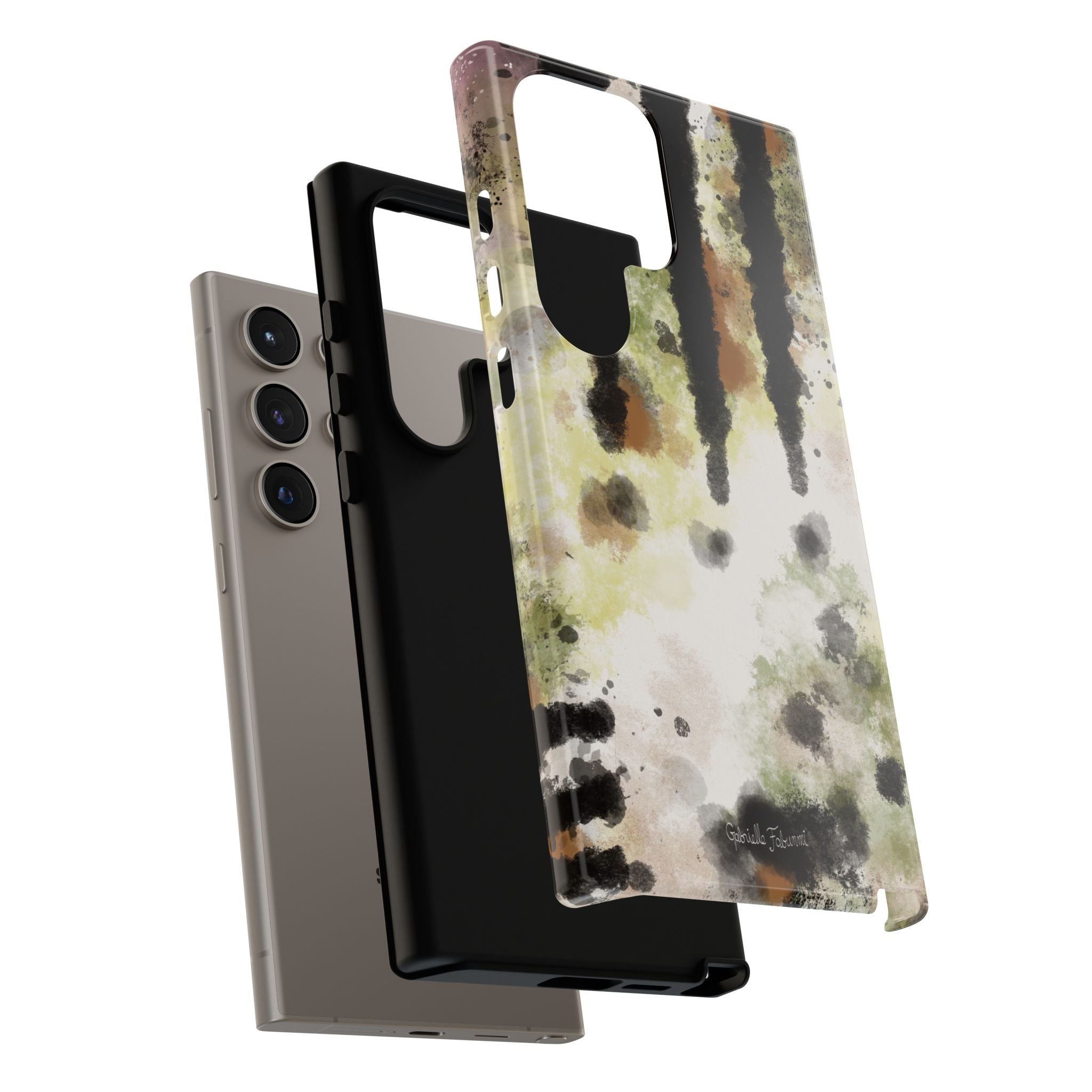 Abstract Camouflage Tough Phone Case — Watercolor Drip Design