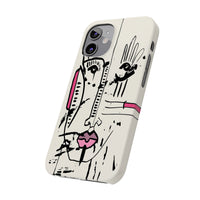 Abstract Face Line Art Slim Phone Case | Minimal Pink Accent