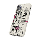 Abstract Face Line Art Slim Phone Case | Minimal Pink Accent