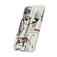 Abstract Face Line Art Slim Phone Case | Minimal Pink Accent