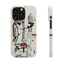 Abstract Face Line Art Slim Phone Case | Minimal Pink Accent