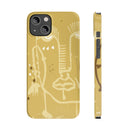 Abstract Line Face Slim Phone Case | Minimalist Art, Mustard Yellow