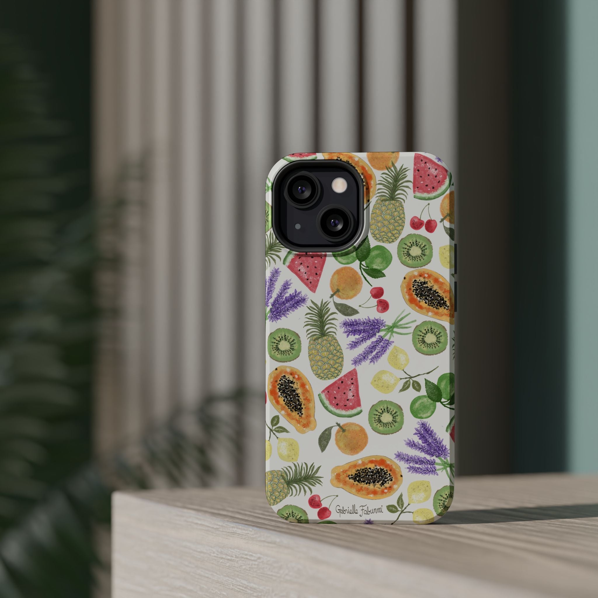 Tropical Fruit Magnetic Impact Phone Case — Watercolor Kiwi, Papaya & Watermelon