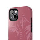 Abstract Line Face Tough Phone Case | Blush Pink Minimalist Art