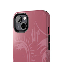 Abstract Line Face Tough Phone Case | Blush Pink Minimalist Art