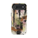 Watercolor Ink Splash Tough Phone Case — Abstract Olive, Blush & Charcoal Protective Cover