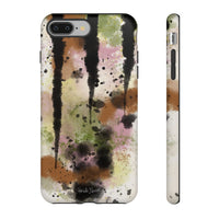 Watercolor Ink Splash Tough Phone Case — Abstract Olive, Blush & Charcoal Protective Cover