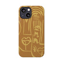 Abstract Face Line Art Slim Phone Case | Minimalist Brown Sketch