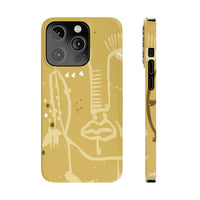Abstract Line Face Slim Phone Case | Minimalist Art, Mustard Yellow