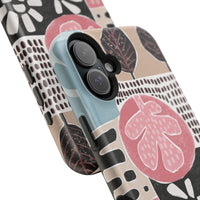 Abstract Floral Magnetic Phone Case — Impact-Resistant Protective Cover with Pink & Teal Collage Design