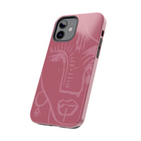 Abstract Line Face Tough Phone Case | Blush Pink Minimalist Art