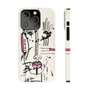 Abstract Face Line Art Slim Phone Case | Minimal Pink Accent