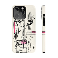 Abstract Face Line Art Slim Phone Case | Minimal Pink Accent