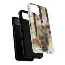 Watercolor Ink Splash Tough Phone Case — Abstract Olive, Blush & Charcoal Protective Cover