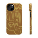 Abstract Face Line Art Slim Phone Case | Minimalist Brown Sketch