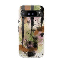Watercolor Ink Splash Tough Phone Case — Abstract Olive, Blush & Charcoal Protective Cover