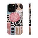 Abstract Floral Magnetic Phone Case — Impact-Resistant Protective Cover with Pink & Teal Collage Design