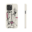Abstract Face Line Art Slim Phone Case | Minimal Pink Accent