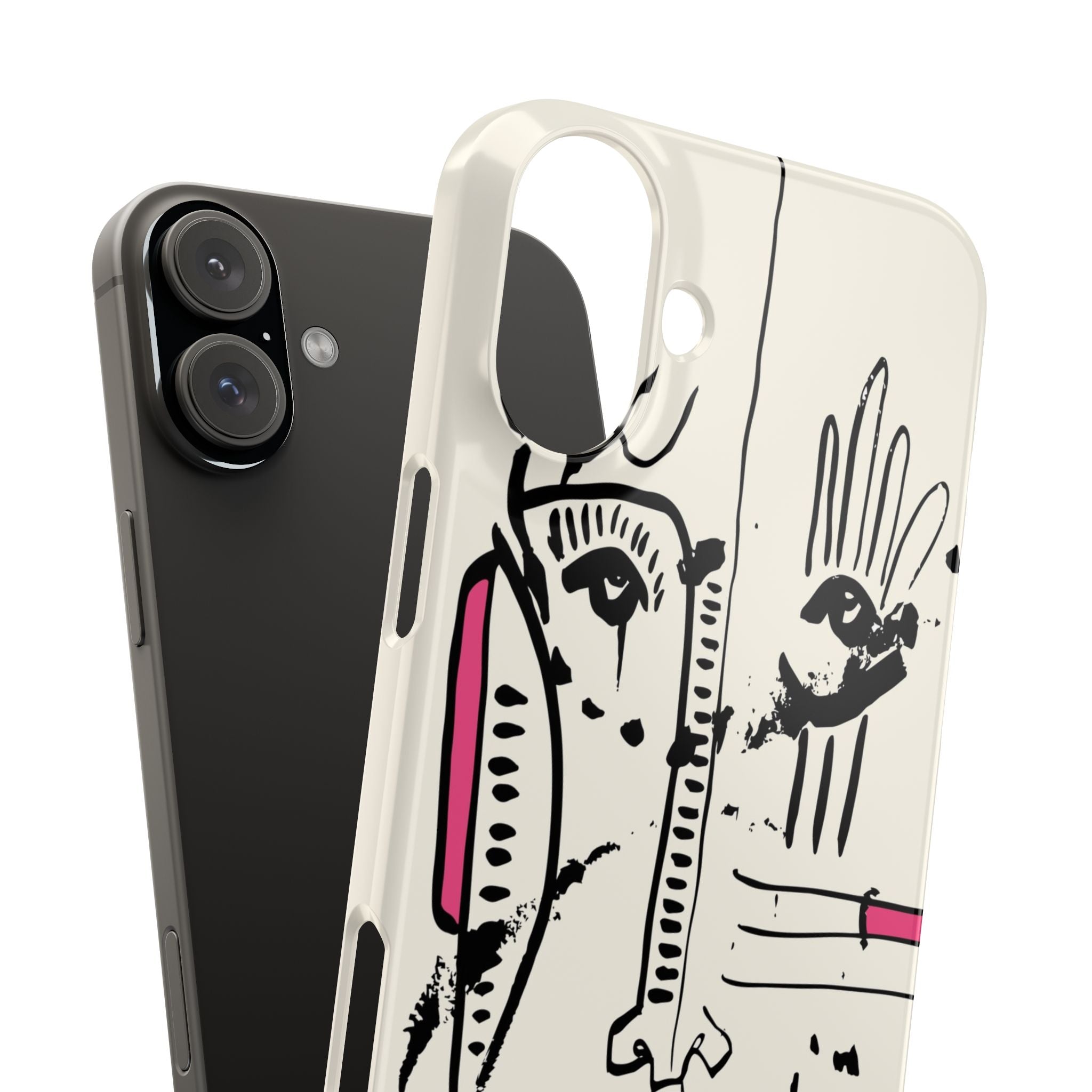 Abstract Face Line Art Slim Phone Case | Minimal Pink Accent
