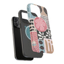 Abstract Floral Magnetic Phone Case — Impact-Resistant Protective Cover with Pink & Teal Collage Design