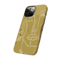 Abstract Line Face Slim Phone Case | Minimalist Art, Mustard Yellow