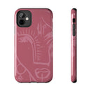 Abstract Line Face Tough Phone Case | Blush Pink Minimalist Art